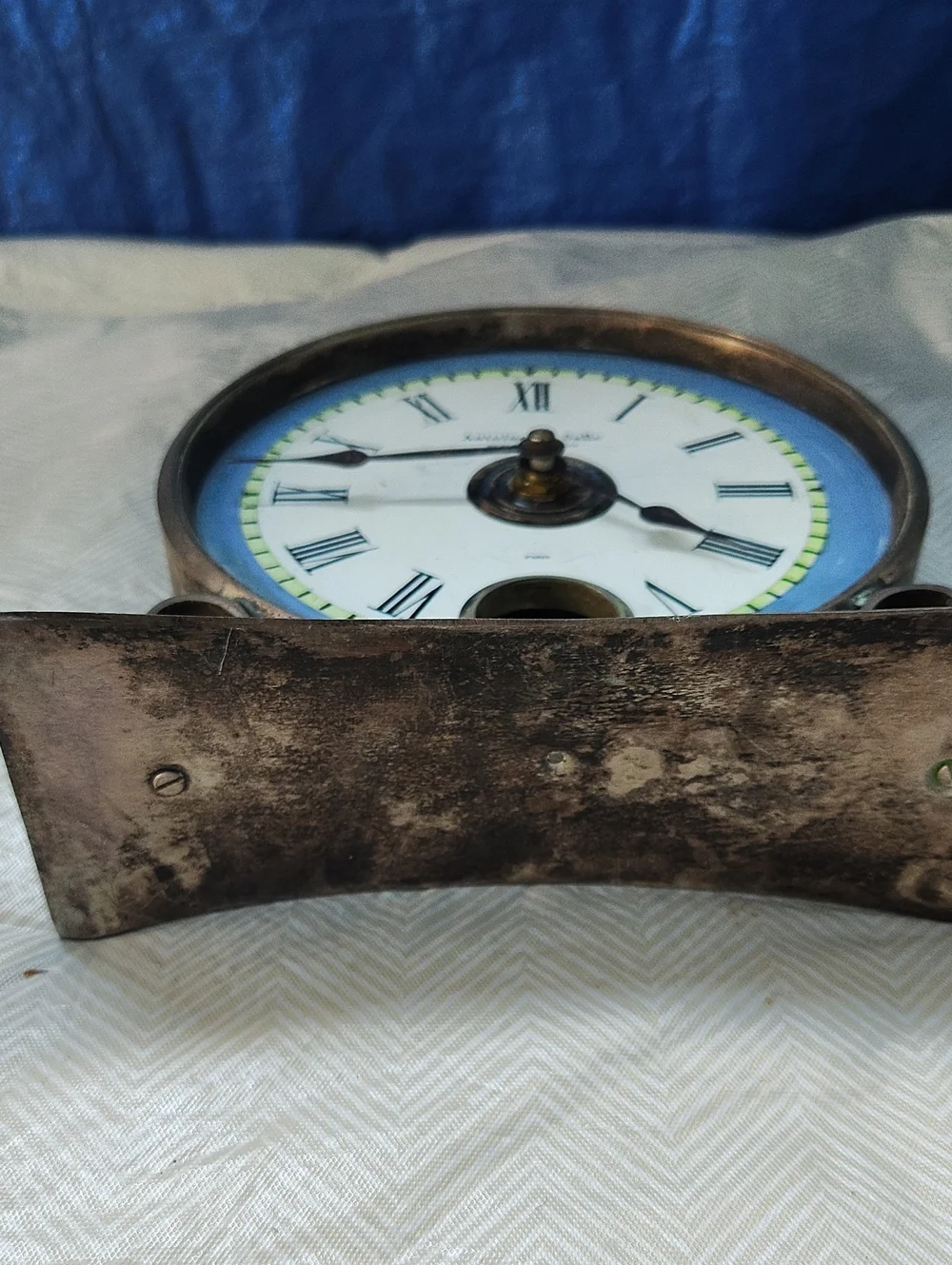 Blue Accent Vintage-Style Wall Clock